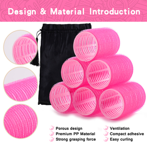 OEM vendita diretta in fabbrica 18 pz senza calore in plastica rulli per capelli 3 taglie auto grip in nylon con pettine e spille - Product Image 3