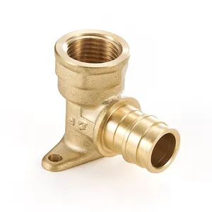 F1960 Quick Connect Brass Expansion Fittings Wallplate Elbow Pex A 20*1/2 Female NPT Drop-ear Elbow Leed Free