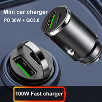 Benutzer definierte OEM 12V 24V Universal QC3.0 Mini Dual Port Super Schnell ladung PD 30W bündig USB C USB Auto ladegerät 100W für iPhone 15