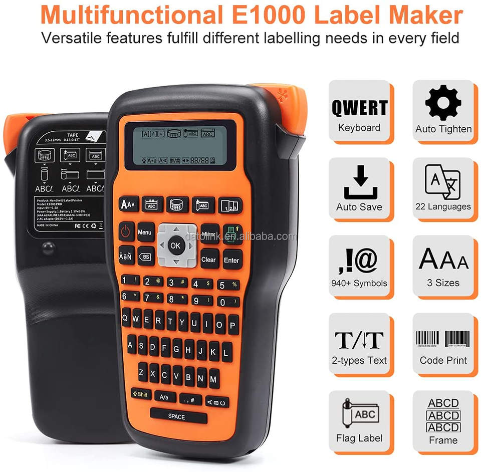 E1000 Portable Thermal Transfer Label Printer - Handheld Cable Label ...