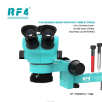 Microscope stéréoscopique trinoculaire RF4 pour la réparation électronique, la soudure de circuits imprimés et l'inspection des composants SMT, contrôle qualité
