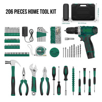 Ensemble d'outils électriques multifonctionnels en acier inoxydable 206 pièces, outils à main, clés, mallette rigide, batterie au lithium 8V - Vente chaude