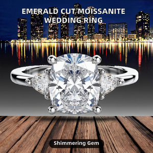 Women's Trendy 925 Silver Rhodium Plated Cushion Cut Solitaire Moissanite Diamond Classic Promise Wedding Gift Ring Fine Jewelry - Product Image 2