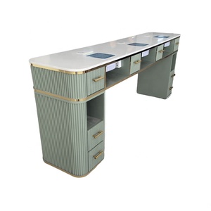 3 Seats European <b>White</b> Color Beauty Salon Spa Nail Work Station Manicure <b>Desk</b> Nail Table with Fan - Product Image 6