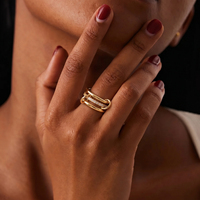 Ensemble de bagues entrelacées bicolores en métaux mixtes, anneaux empilables avec pierres CZ pavées, bijoux de doigt tendance pour femmes