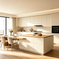 Ensemble d'armoires de cuisine modernes et écologiques sur mesure avec un grand espace de rangement et des panneaux résistants à l'eau pour la rénovation de villas et d'appartements