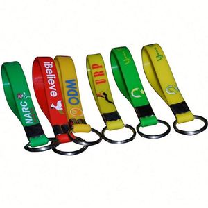 Customised Silicone Wristband Keychain with Keyring Fully Embossed with Your Logo or Text - Product Image 4