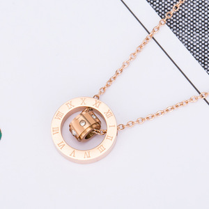 Collar de doble anillo con diamantes chapado en oro de 18 quilates estilo coreano para mujer, cadena corta para clavícula, regalo, joyería de moda. - Product Image 4