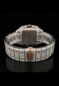 Reloj de Cuarzo Clásico Antiguo con Esfera de Cristal con Incrustaciones de Moissanita y Diamantes, Estructura Artística Suave, Brillo Radiante, en Acero Inoxidable - Product Image 2