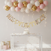 Nouvelle tendance Instagram : Guirlande de bannière en papier ajourée style simple et élégant Joyeux Anniversaire, couleurs Or Rose et Argent, en promotion