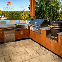 Cuisine de camping en plein air JOYEDA, appareils intégrés, écologiques, résistants au feu, en acier inoxydable, design modulaire, évier, robinet, grill