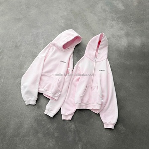 Sweat-shirts à capuche unisexe en molleton bouclette OEM personnalisés, de haute qualité, coupe oversize, épais, rose délavé, style designer, fabricant - Product Image 3