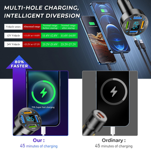 ที่ชาร์จในรถยนต์ 4 พอร์ต USB 66W ชาร์จเร็ว PD Quick Charge 3.0 อะแดปเตอร์ที่ชาร์จโทรศัพท์ในรถยนต์แบบ USB C - Product Image 2
