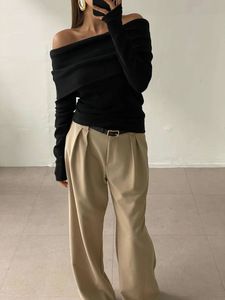 Nuovo Elegante Maglione da Donna <span class=keywords><strong>Monospalla</strong></span> a Manica Lunga, Casual Autunnale, 100% Poliestere Traspirante - Product Image 6