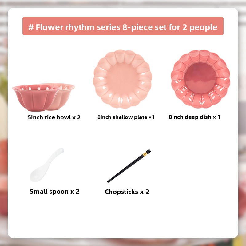 8-piece pink set for 2 people-simple outfit