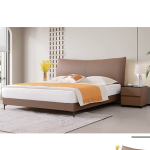 <span class=keywords><strong>Letto</strong></span> Matrimoniale in Pelle Minimalista Italiano Nuovo Design Moderno Semplice <span class=keywords><strong>per</strong></span> Appartamento Lusso Leggero Atmosferico con Contenitore - Product Image 3