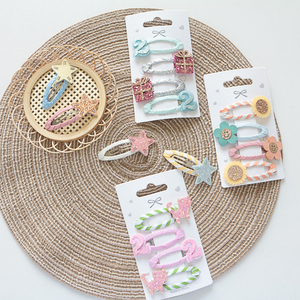 Pinzas para el Cabello con Flores y Estrellas de Dibujos Animados para Niñas, Horquillas de Plástico Hechas a Mano, Estilo Dulce, con Brillantina, Diseño de Fábrica - Product Image 5