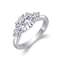 Bague en argent sterling S925 avec moissanite 2 carats, trois pierres rondes taille brillant, six griffes, bijoux pour femme