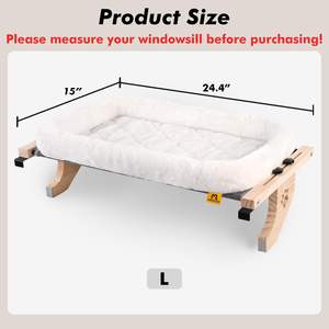 JQ Robusta Amaca per Gatti da Finestra con Cuscino e Copertura, Struttura in Legno per Gatti di Grandi Dimensioni - Product Image 2