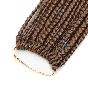 French Curl Trenzas Cabello 20 pulgadas Goddess Box Trenzas Cabello de ganchillo <span class=keywords><strong>con</strong></span> extremos ondulados hinchables Extensiones de cabello sintético prebucle - Product Image 5