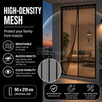 Moustiquaire magnétique souple anti-moustiques avec fermeture magnétique auto-adhésive en maille polyester pour maison, chambre et balcon