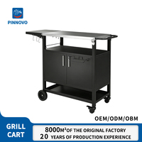 Four à pizza mobile en acier inoxydable Pinnovo avec table de grillade, station de garnissage et roues pour la cuisson, la pâtisserie et le barbecue