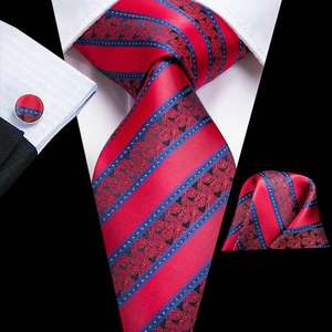 All'ingrosso di alta qualità rosso matrimonio uomo cravatta e fazzoletto 100% seta cravatta regalo Set scatola - Product Image 3
