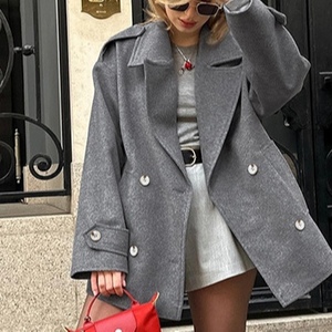 เสื้อโค้ทขนสัตว์แฟชั่นแบบกระดุมสองแถวสำหรับผู้หญิง คอลเลคชั่นใหม่ประจำฤดูใบไม้ร่วง/ฤดูหนาว - Product Image 1
