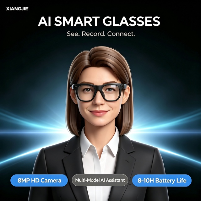 Premium AI Smart Glasses AI Voice Assistant 800W Camera Photo Translation Video Recording 290mAh Battery Charging Protection