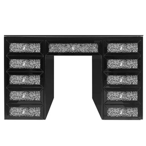 Mirrored Crushed Diamond <strong>Vanity</strong> with <strong>Hollywood</strong> LED Mirror, 13 Drawers Dressing Table for Bedroom Makeup Storage - Product Image 4
