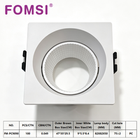 Support de Downlight Carré LED FOMSI Blanc Noir à Angle Réglable pour Ampoules LED MR16, Boîtier de Lampe LED, Cadre de Spot LED GU10 MR16