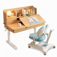 Bureau d'apprentissage ergonomique en bois écologique pour enfants, inclinable de 0 à 50°, réglage manuel de la hauteur, avec étagère et tiroir