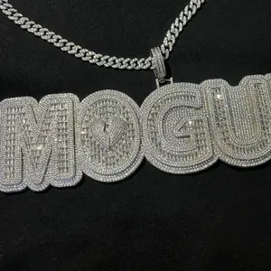 Hip Hop Big Heavy Customized Name Real 18k Gold Plated 3D Full Iced Out CZ Stones Emerald Initial Letter Pendants
