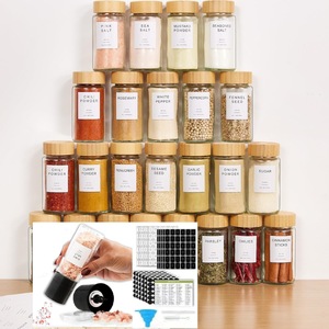 Bán buôn 24 cái 120ml 4oz thủy tinh gia vị gia vị chai lọ với màu đen nhôm nắp nhãn vuông Shaker có nắp đậy cho nhà bếp sử dụng - Product Image 4