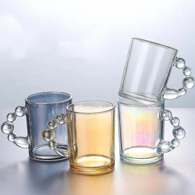 Factory wholesale creative office home pearl handle glass drinking cup