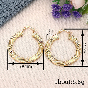 Pendientes de Aro con Textura Espiral para Mujer, Joyería de Moda - Product Image 4