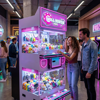 Machine à griffes à deux étages rose avec LED, jeu d'arcade à monnayeur pour attraper des prix, garantie 1 an, version espagnole, pour parcs d'attractions et centres commerciaux