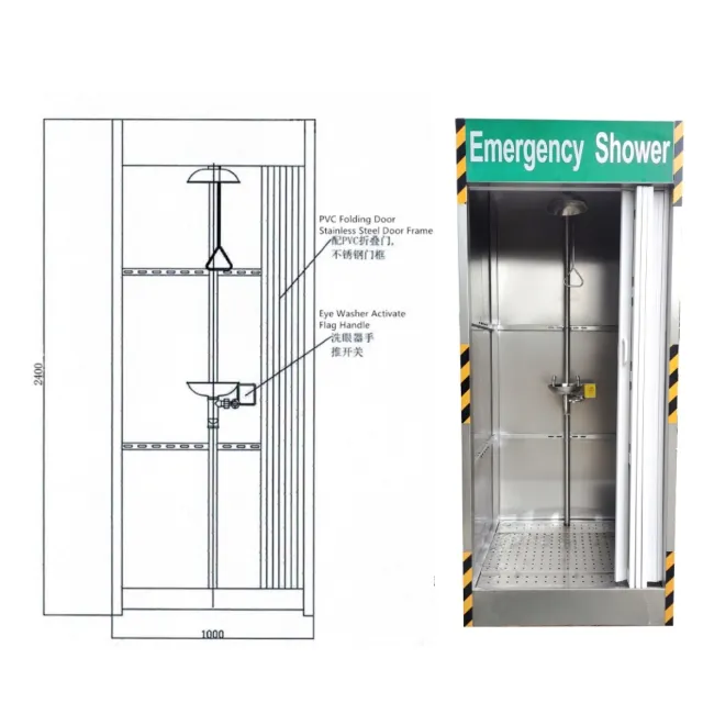 DAAO 17+ Jahre Fabrik geschlossener Schrank Notfall Augenwaschmittel Sicherheit Duschkabine Schutz PPE