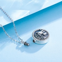 925 Sterling Silver Memory Two Elephant Keepsake Crémation Cendres Urne Colliers Cercueil Bijoux