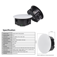 Ensemble de haut-parleurs encastrés au plafond CS-2 WiFi BT 5.4 60W AirPlay Multiroom DLNA pour la maison, le salon, le magasin, le restaurant