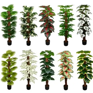 Lz201 Fabricante Venta al por mayor Interior Hogar Oficina Decoración Frond Florida Hojas Plásticos Plantas artificiales Plantas en maceta con maceta