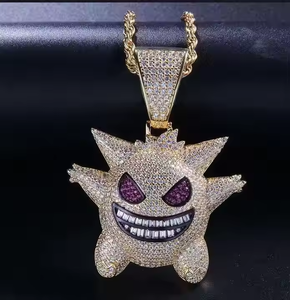 Collar con Colgante de Monstruo de Dibujos Animados de Moda, Plata de Ley 925, Chapado en Oro, Moissanita Personalizada, Accesorio de Joyería de Lujo Hip Hop - Product Image 6