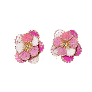 Boucles d'oreilles tendance en acier inoxydable 316L plaqué or PVD, motif floral rose, bijoux pour femmes - Product Image 2