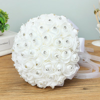Nouveau bouquet de roses artificielles pour mariage, bouquet de mariée blanc pour mariage, fleur à tenir à la main