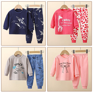 Set di biancheria intima per bambini con motivo Cartoon 100% cotone traspirante in autunno <span class=keywords><strong>pigiama</strong></span> per ragazzi e ragazze termico - Product Image 2
