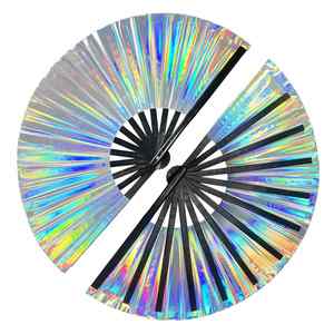 Nouveauté 2025 – Éventail pliant en bambou holographique laser de 33 cm, portable, style artisanal, peint à la main, idéal pour fêtes et mariages - Product Image 5