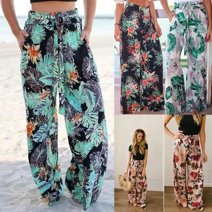 HOT Sale Wide Leg Pants mens Mid Waisted Fashion Printed Casual Loose Floral  Trousers Spring Summer Big Plus Size pants formen | Wish