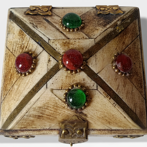 Traditional Bone and Brass Square Modern Stylish Jewelry <b>Box</b> with Stone Design for Girl Necklace Ring and <b>Earring</b> - Product Image 1