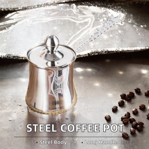 Cafetera Turca Clásica Portátil de Aluminio de 12 oz, Cafetera Griega Árabe Martillada Cezve con Calentador de Leche y Olla - Product Image 2
