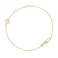 Bracelet Gemnel, nouveau design, en laiton plaqué or, avec breloque pavée de zircone blanche, double fermoir en forme de trombone entrelacé